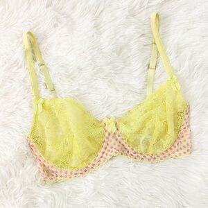 Mimi Holliday Yellow Lace Polka Dot Bra